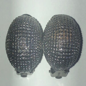 Vintage Dark Metal Gunmetal Gray Classic Studded Clip On Earrings